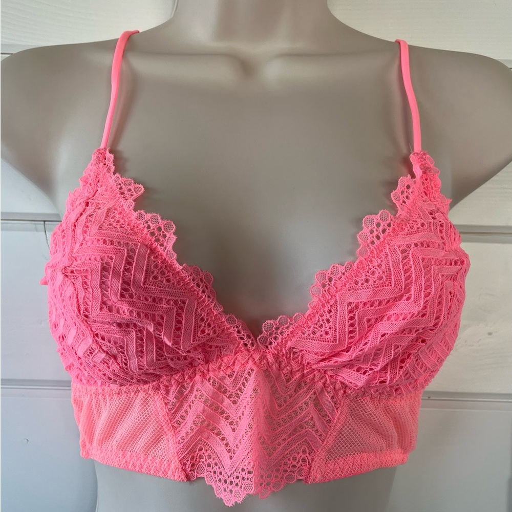 NWOT Cosabella for Evereve Cami Bralette Neon Rose Pink Small Lace Wireless Bra